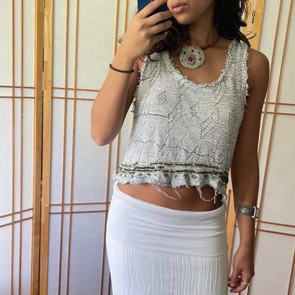 Vintage frayed boho festival top